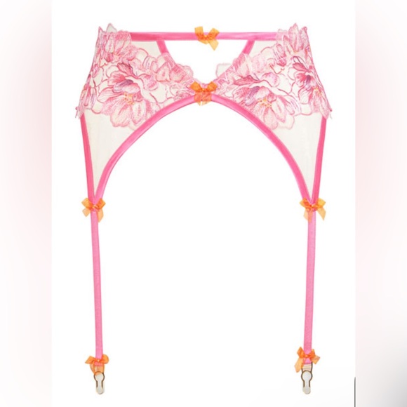 FOR LOVE AND LEMONS HIBISCUS EMBROIDERED GARTER BELT - Picture 1 of 7
